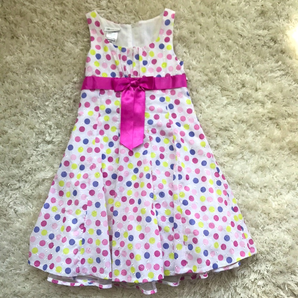 Girls Size 8 Bonnie Jean Polka Dot Eyelet Dress